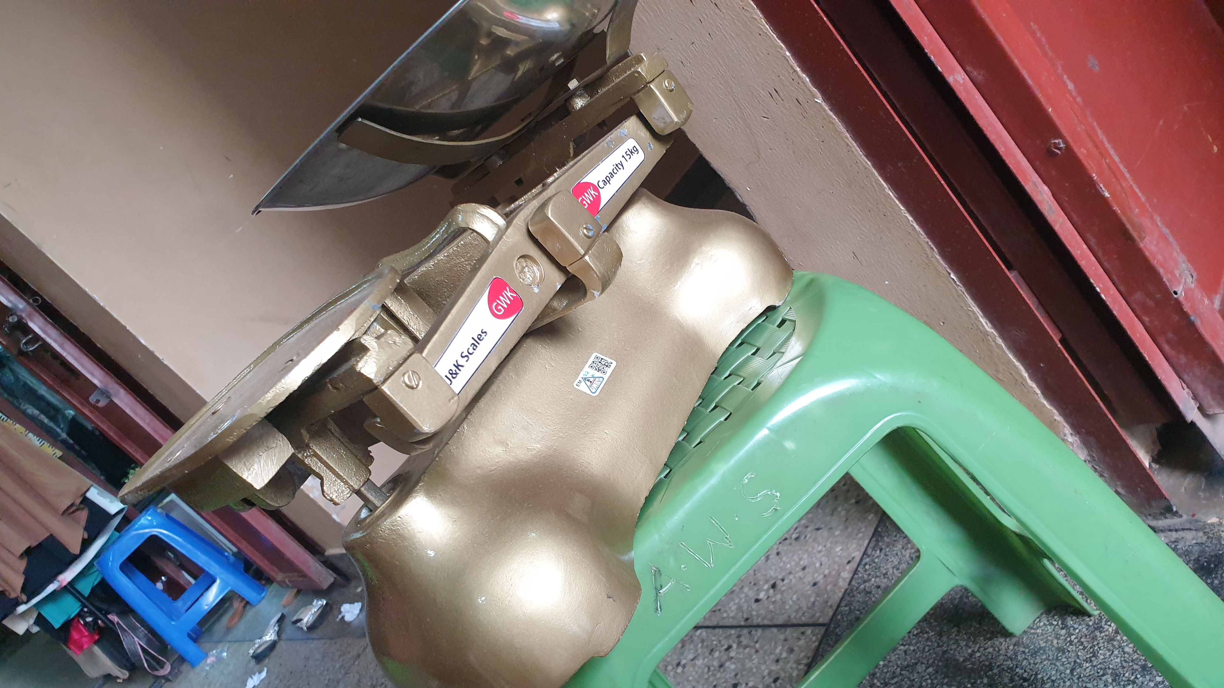 Manual Counter Scale on Wooden Table